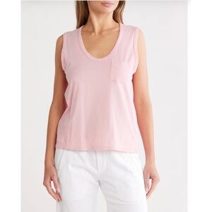 James Perse Womens 100% Cotton Tank Top Pocket (WLJH3115CU) Peony Sz 1 S NWT